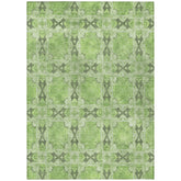 5' X 8' Green Floral Medallion Washable Non Skid Indoor Outdoor Area Rug